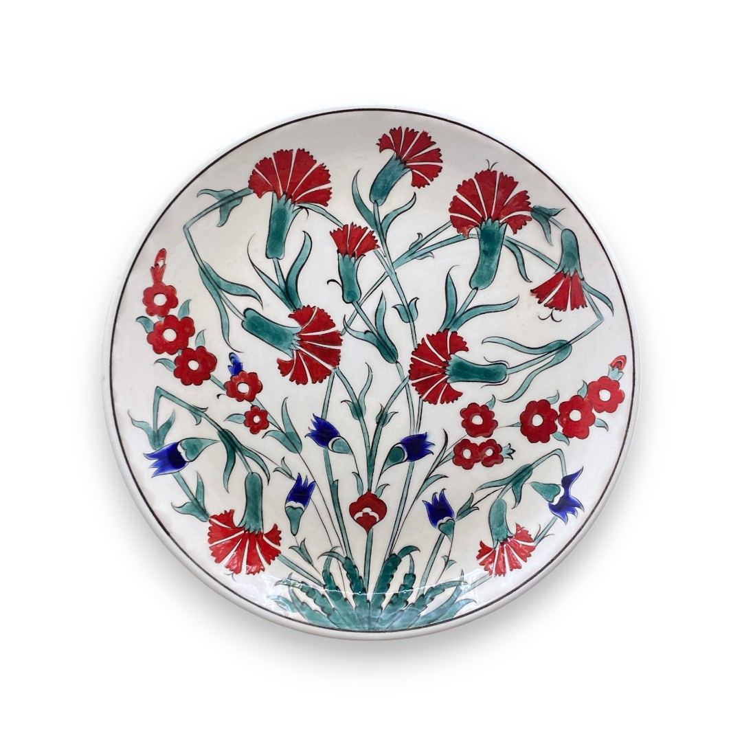 geleneksel-cicekli-karanfil-desenli-cini-tabak-3 Geleneksel Çiçekli Karanfil Desenli Çini Tabak