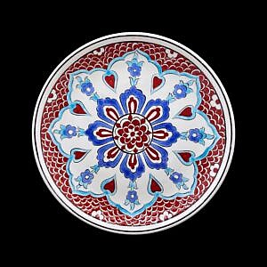 Geleneksel Mavi Kırmızı Çini Tabak