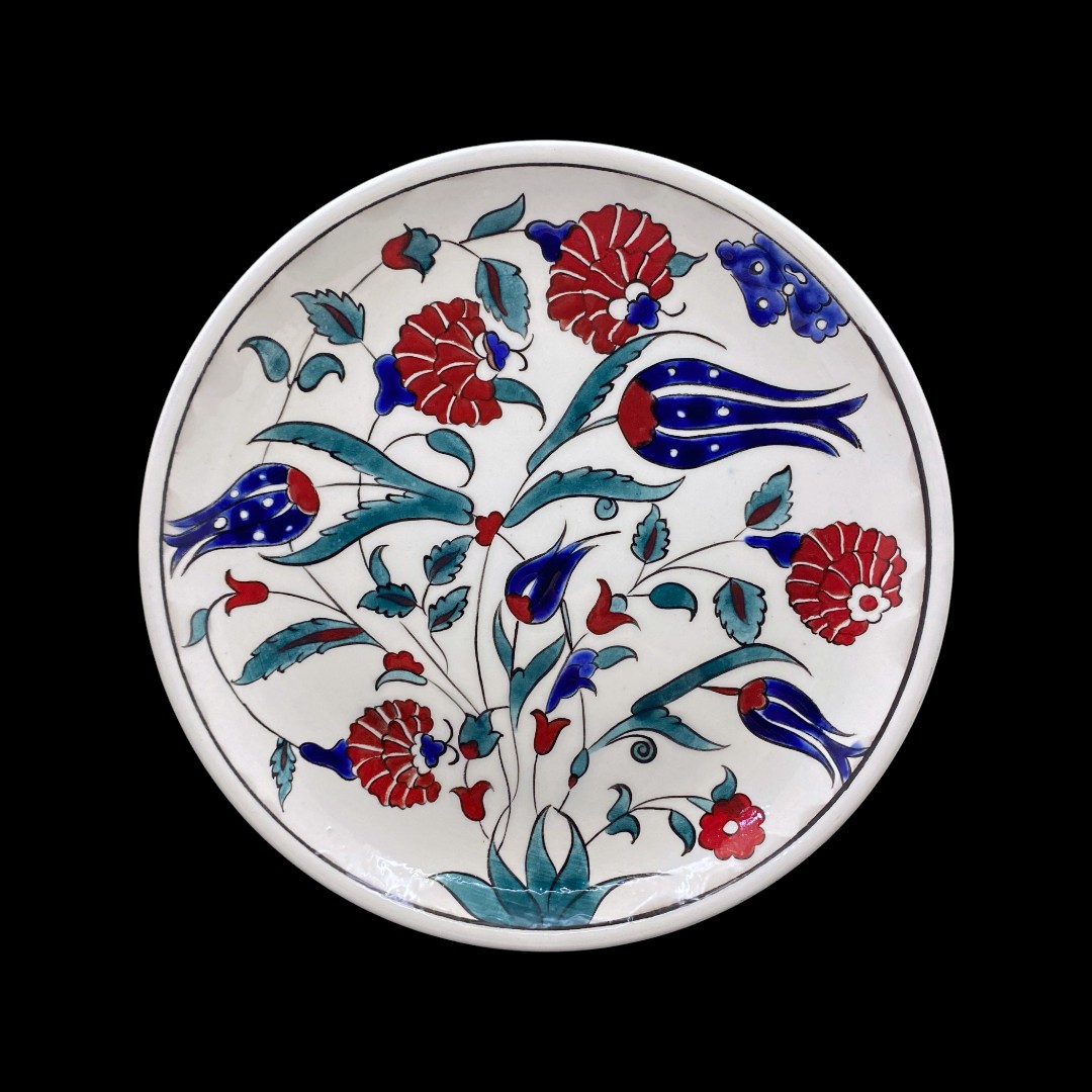 iznik-bahar-cicekleri-cini-tabak-2 İznik Bahar Çiçekleri Çini Tabak