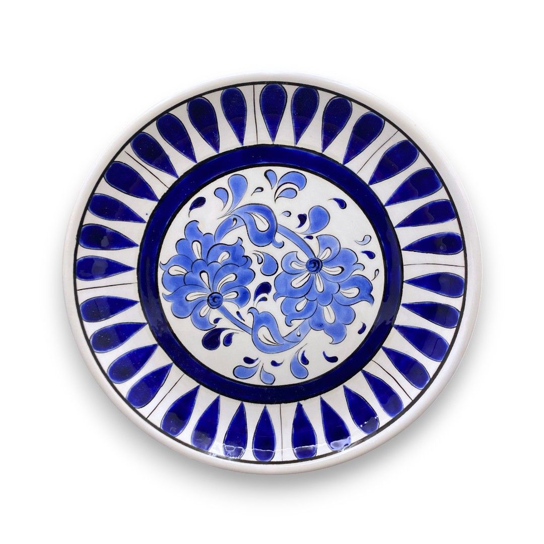lotus-desenli-mavi-beyaz-cini-tabak-3 Lotus Desenli Mavi Beyaz Çini Tabak