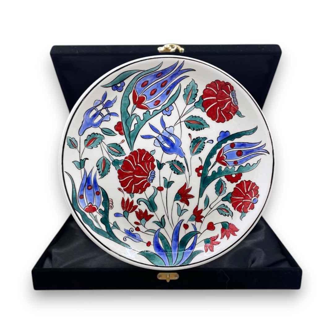 saray-cicekleri-desenli-cini-tabak-1 Saray Çiçekleri Desenli Çini Tabak