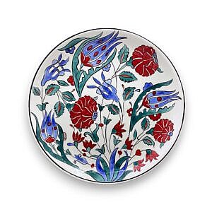 Saray Çiçekleri Desenli Çini Tabak